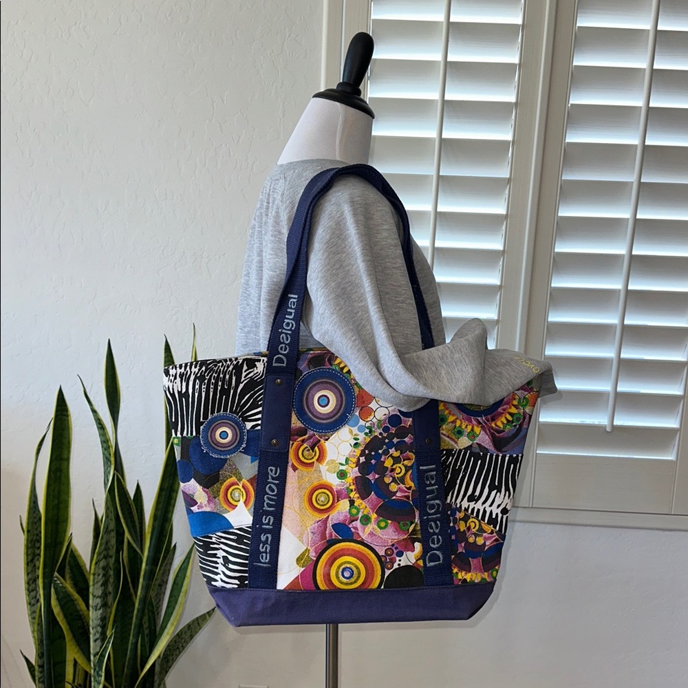 DESIGUAL MULTICOLOR VIBRANT PATTERNED CANVAS TOTE BAG PURSE ~SPANISH BARCELONA ~